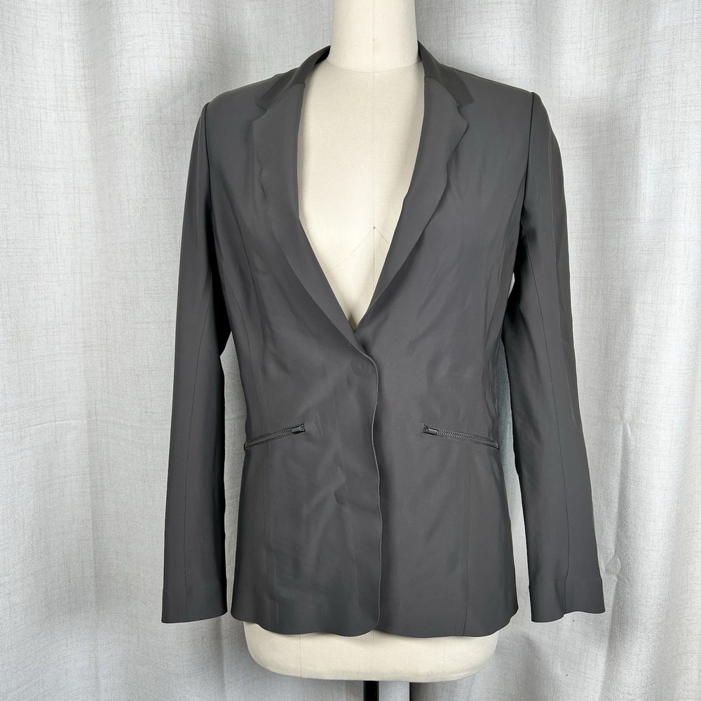 Athleta Interstellar Blazer‎ Gray Work Jacket Travel Women's 10 Athletic Active